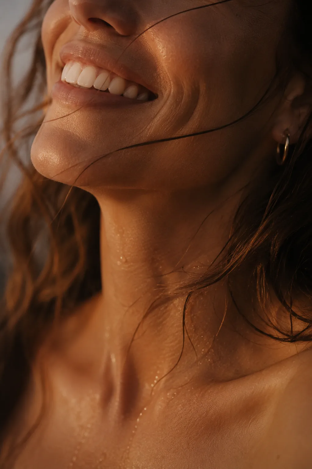 Sunlit portrait of a woman in golden hour light